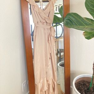 Show Me Your MuMu champagne wrap dress